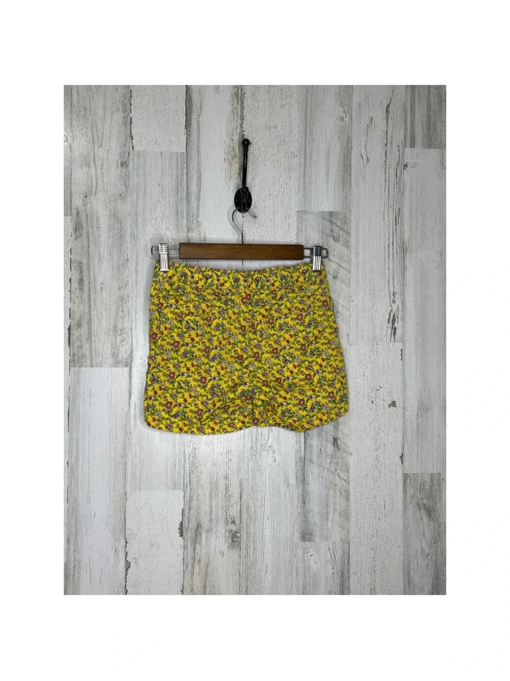 Gap Kids Girls Size 12 Yellow Floral Chino Shorts Stretch Adjustable Waist